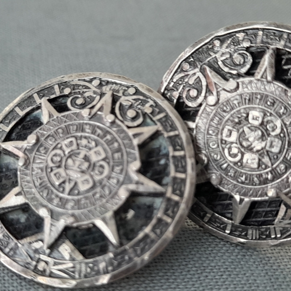 925 Sterling Silver Calendar Cufflinks Mexico - Picture 2 of 8